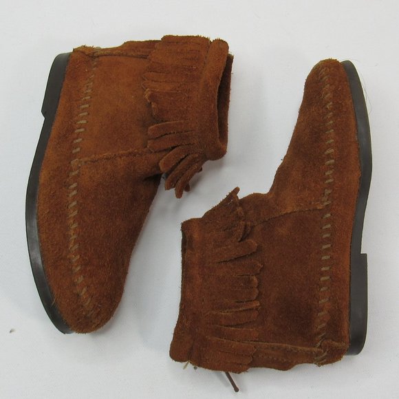 Minnetonka Kids Back Zipper Suede Boot Hardsole Size 10 - Picture 3 of 13